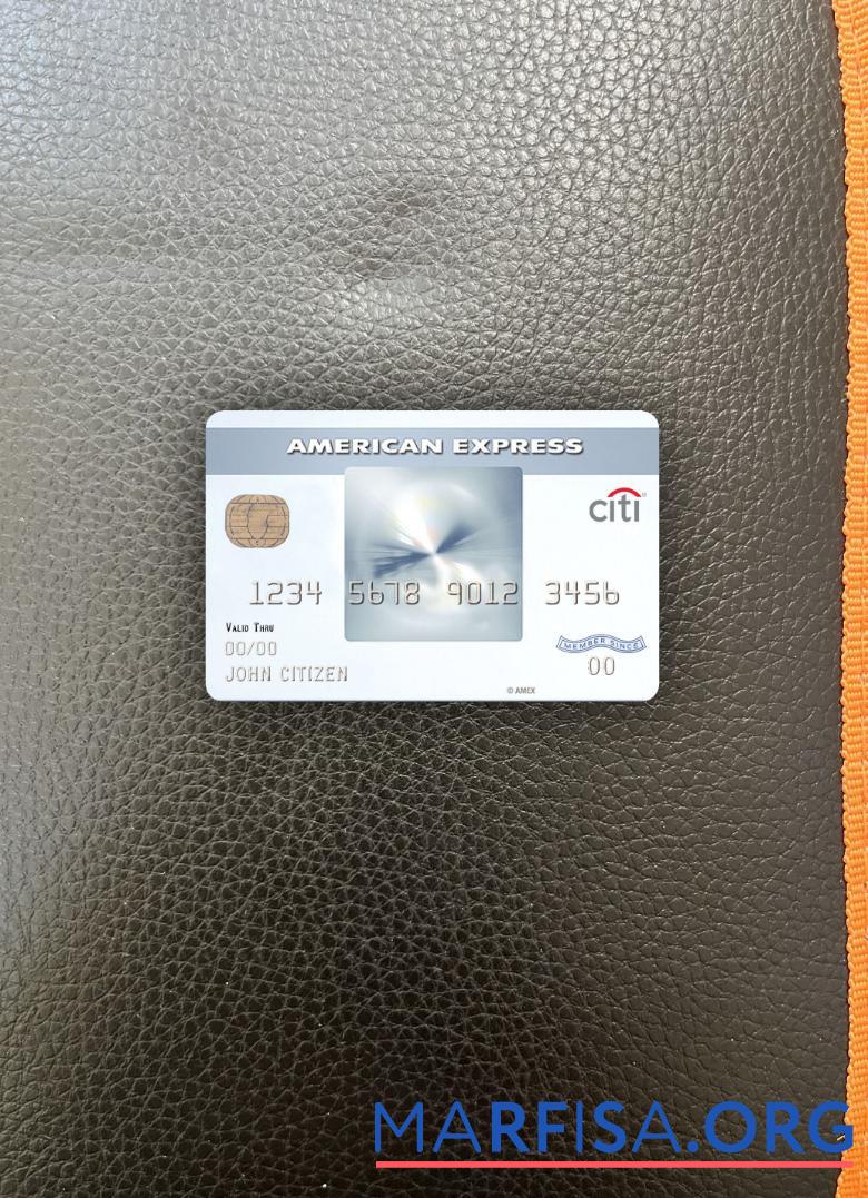 Downloadable USA Citibank AMEX everyday® credit card photolook front template